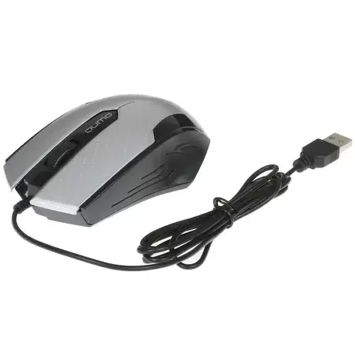 Мышь проводная Qumo Office M14 серый, 1000 dpi, USB, кнопки - 3