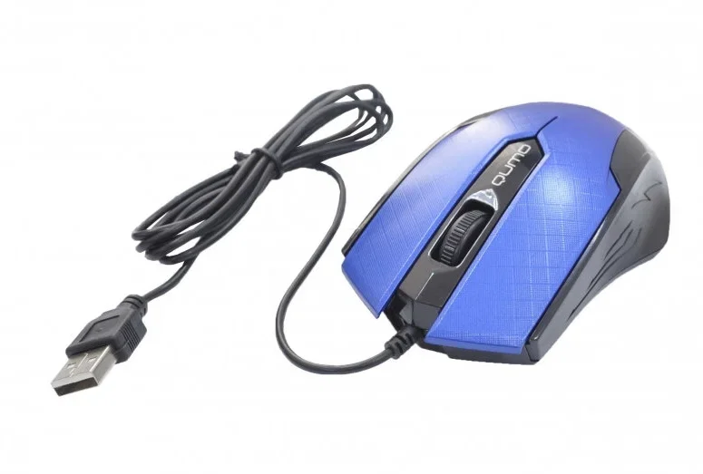 Мышь проводная Qumo Office M14 синий, 1000 dpi, USB, кнопки - 3