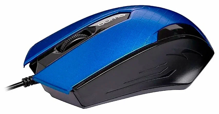 Мышь проводная Qumo Office M14 синий, 1000 dpi, USB, кнопки - 3