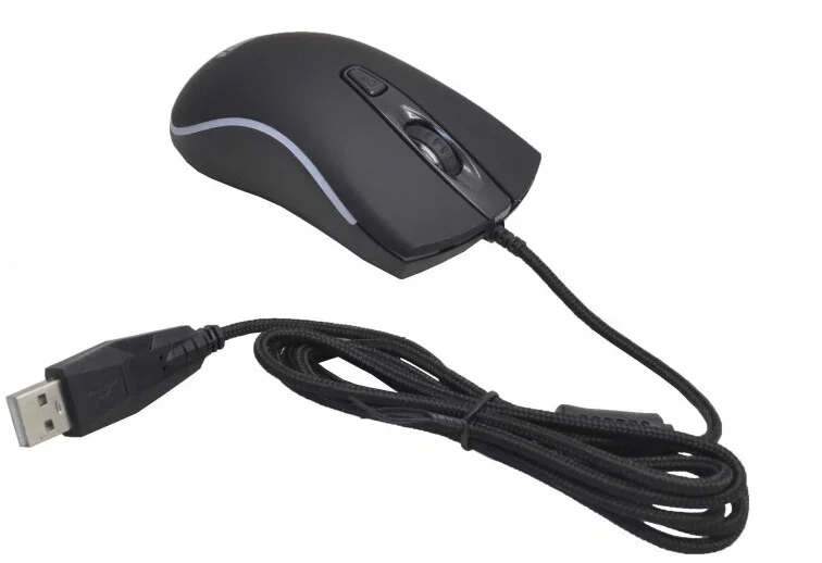 Мышь проводная Qumo Onyx RGb M73 черный, 2400 dpi, USB, кнопки - 4