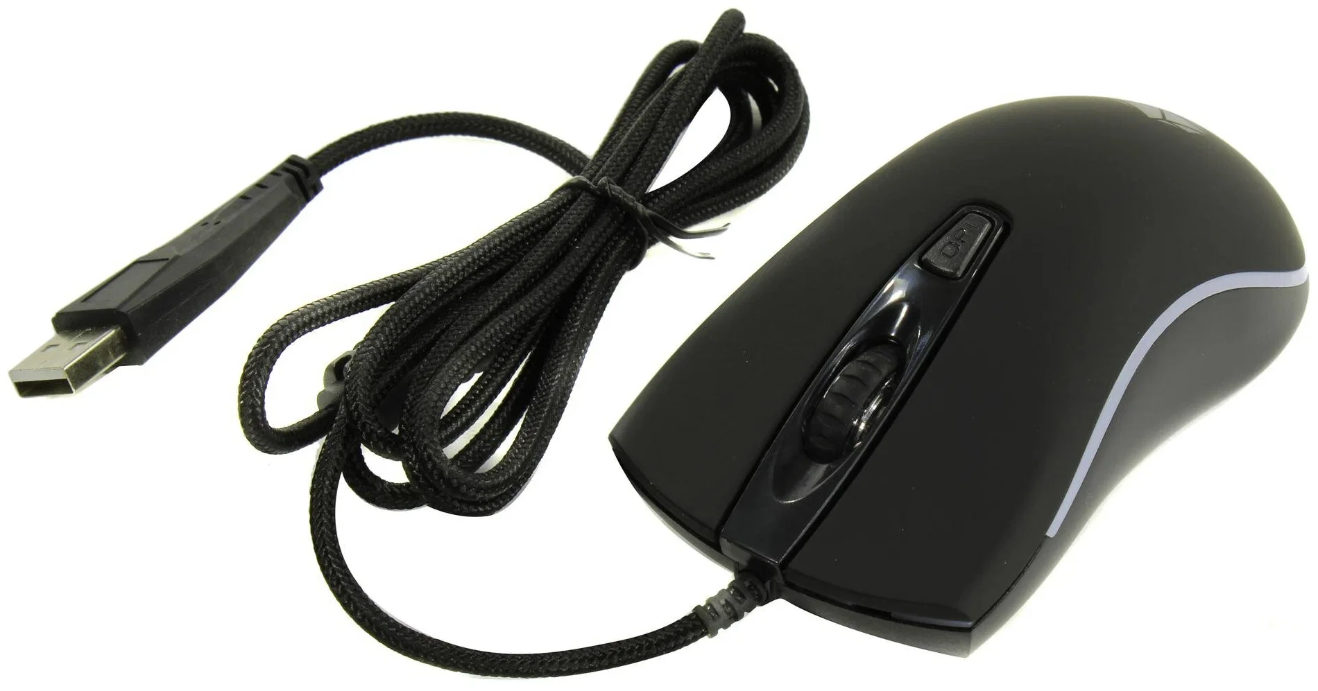Мышь проводная Qumo Onyx RGb M73 черный, 2400 dpi, USB, кнопки - 4