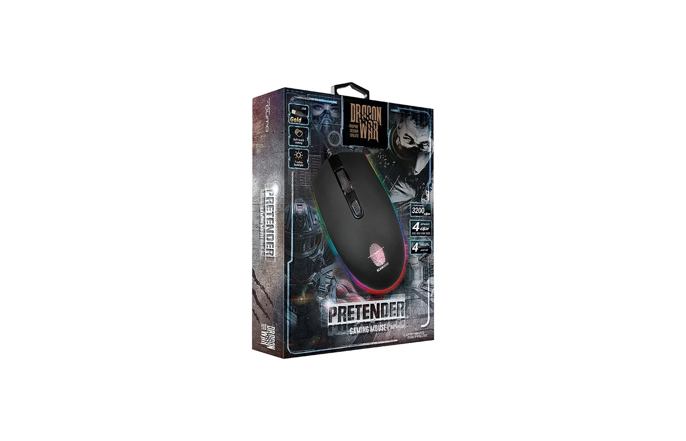 Мышь проводная Qumo Pretender M53 черный, 3200 dpi, USB, кнопки - 4