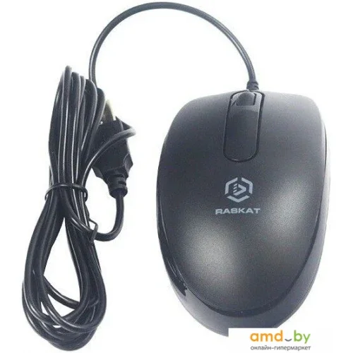 Мышь проводная Raskat M015 черный, 1000 dpi, USB, кнопки - 3