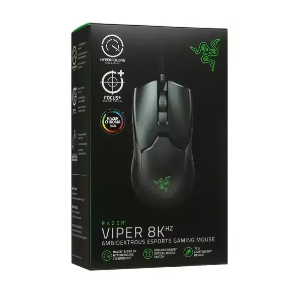 Мышь проводная Razer Viper 8KHz черный, 20000 dpi, USB, кнопки - 8