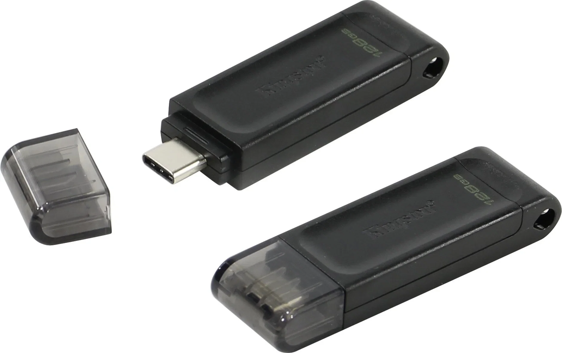 Флешка USB Kingston DataTraveler DT70 (DT70/128Gb), 128Gb, USB Type C, R/W 70/45, черный