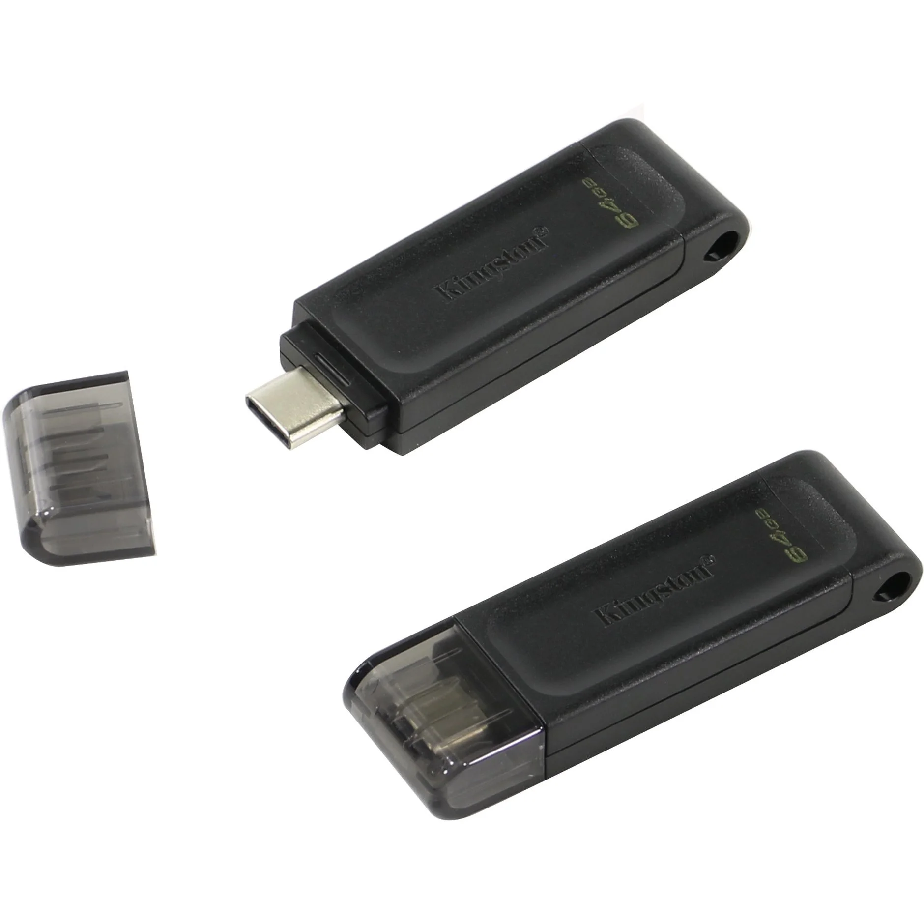 Флешка USB Kingston DataTraveler DT70 (DT70/64Gb), 64Gb, USB-C 3.2 Gen 1, R/W 70/45, черный