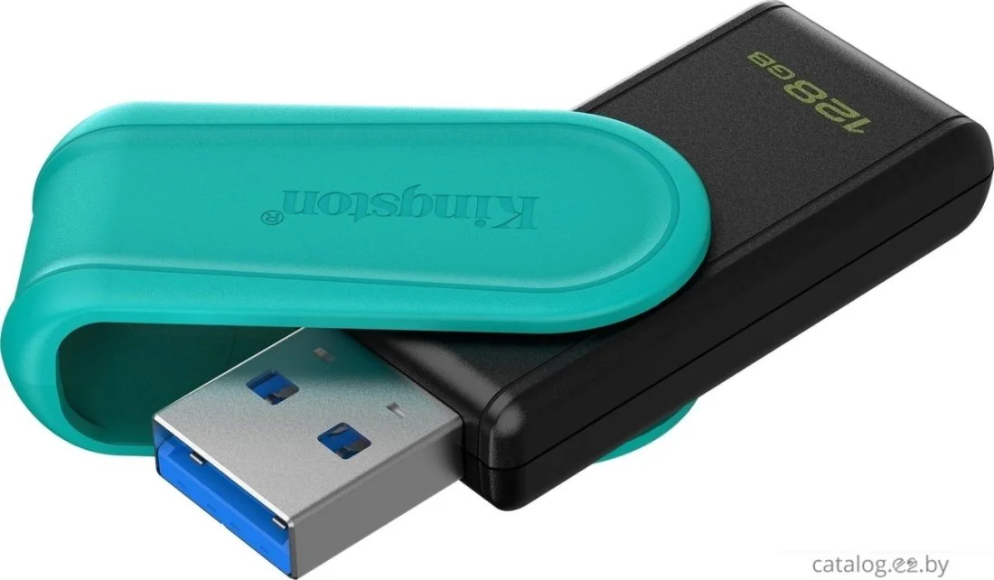 Флешка USB Kingston DataTraveler Exodia S (DTXS/128Gb), 128Gb, USB 3.2 Gen 1, R/W 150/60, бирюзовый/черный