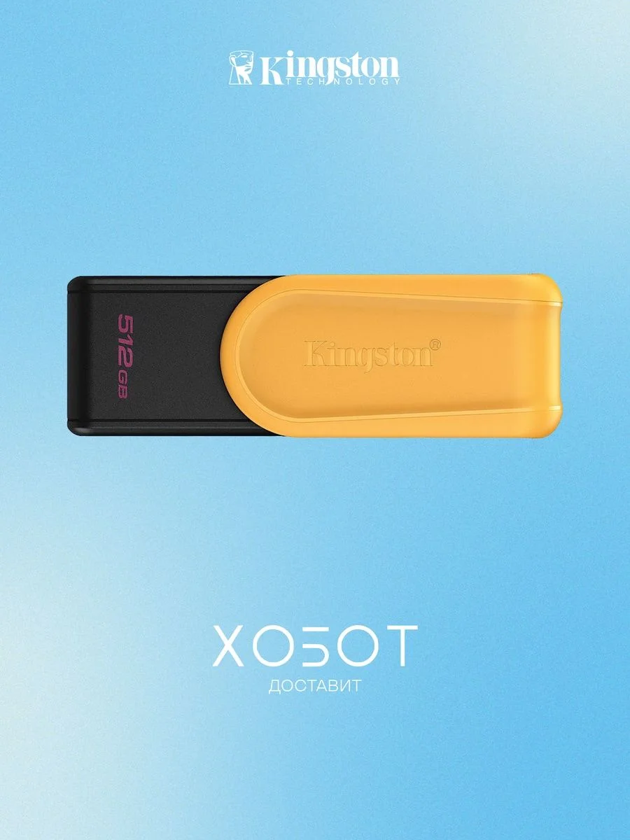 Флешка USB Kingston DataTraveler Exodia S (DTXS/512), 512Gb, USB 3.2 Gen 1, R/W 150/60, желтый/черный