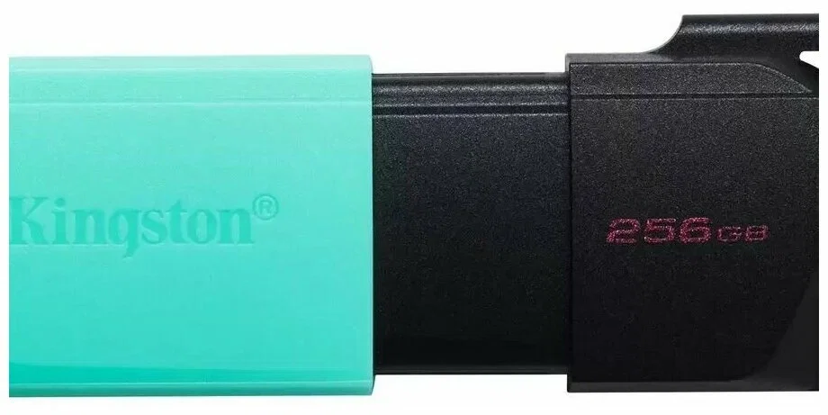 Флешка USB Kingston DataTraveler Exodia М (DTXM/256Gb), 256Gb, USB 3.2 Gen 1, R/W 150/60, черный/бирюзовый