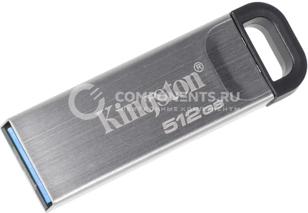 Флешка USB Kingston DataTraveler Kyson (DTKN/512Gb), 512Gb, USB 3.2 Gen 1, R/W 200/60, серебристый/черный