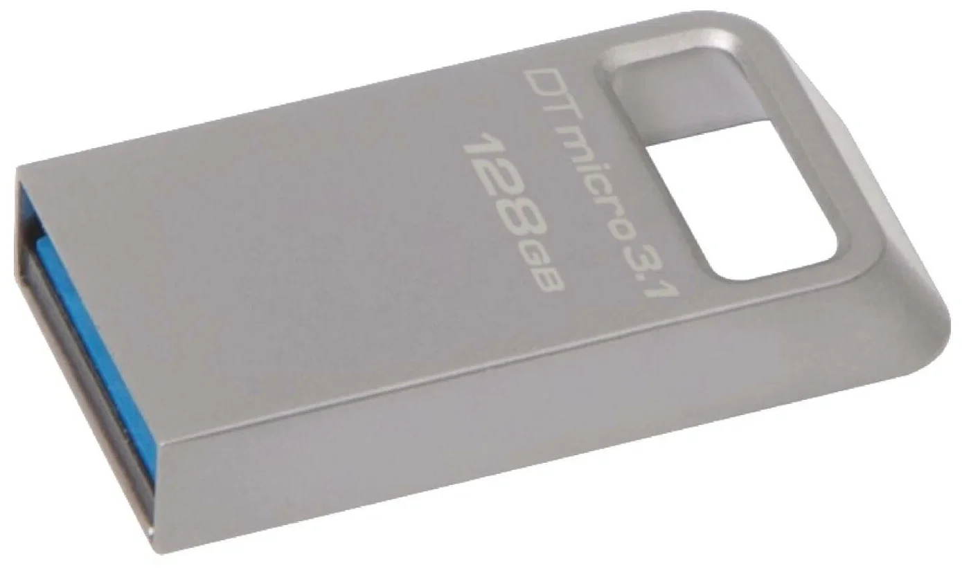 Флешка USB Kingston DataTraveler Micro (DTMC3G2/128Gb), 128Gb, USB 3.2 Gen 1, R/W 200/60, серебристый