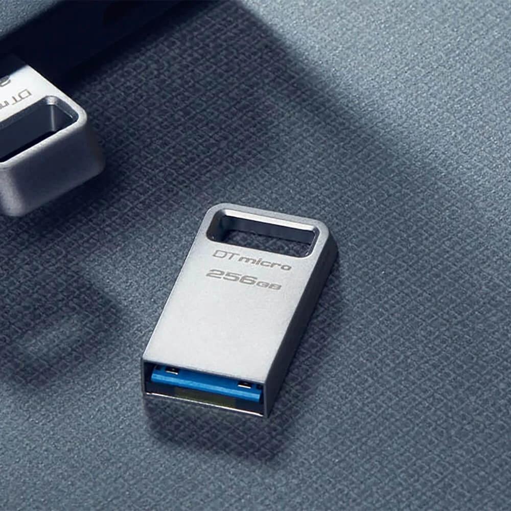 Флешка USB Kingston DataTraveler Micro (DTMC3G2/256Gb), 256Gb, USB 3.2 Gen 1, R/W 200/60, серебристый