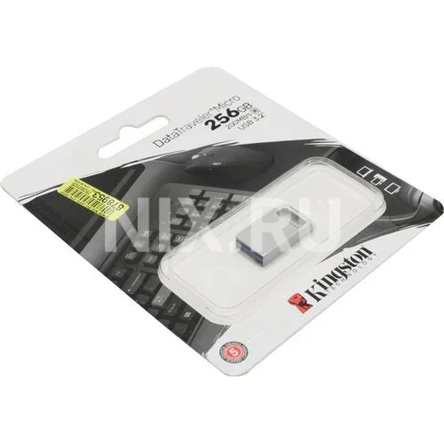Флешка USB Kingston DataTraveler Micro (DTMC3G2/256Gb), 256Gb, USB 3.2 Gen 1, R/W 200/60, серебристый