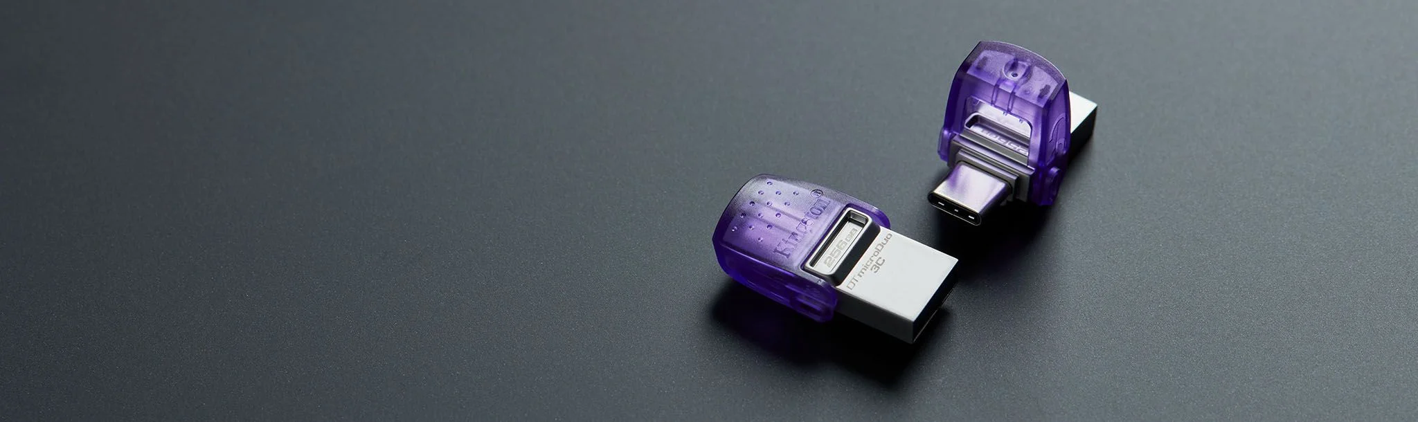 Флешка USB Kingston DataTraveler microDuo 3C (DTDUO3CG3/128Gb), 128Gb, USB 3.2 Gen 1/Type-C, R/W 200/15, фиолетовый
