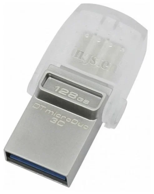 Флешка USB Kingston DataTraveler microDuo 3C (DTDUO3CG3/128Gb), 128Gb, USB 3.2 Gen 1/Type-C, R/W 200/15, фиолетовый