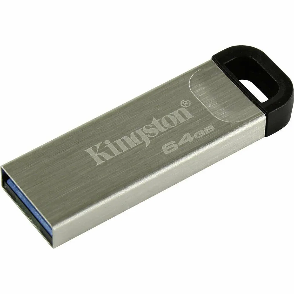 Флешка USB Kingston KYSON (DTKN/64GB), 64Gb, USB 3.2 Gen 1, R/W 200/60, серебристый/черный