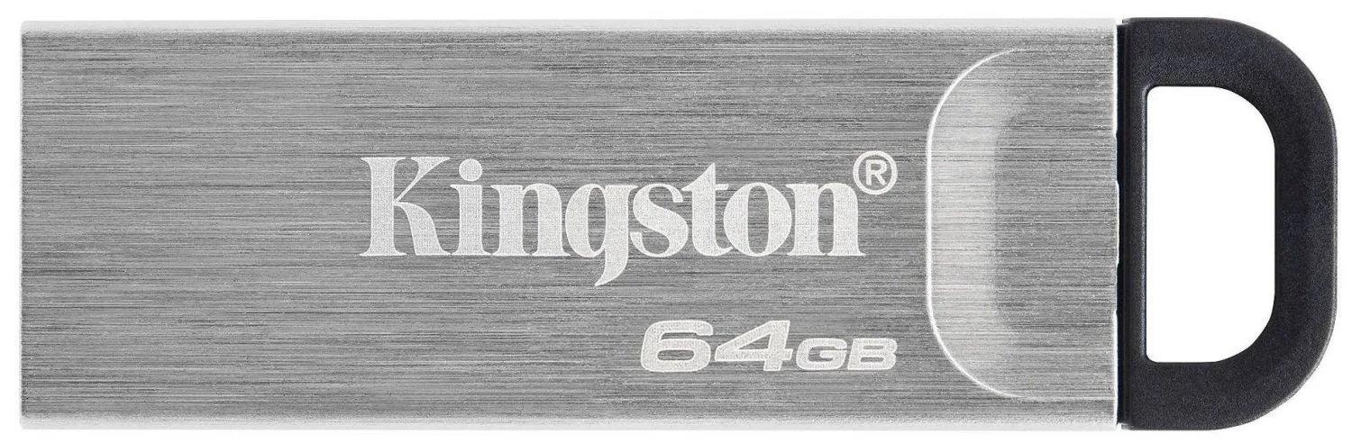 Флешка USB Kingston KYSON (DTKN/64GB), 64Gb, USB 3.2 Gen 1, R/W 200/60, серебристый/черный