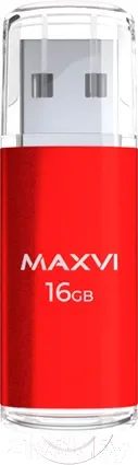 Флешка USB Maxvi MP2 red (FD16GbUSB20C10MP2), 16Gb, USB 2.0, R/W 15/5, красный/черный