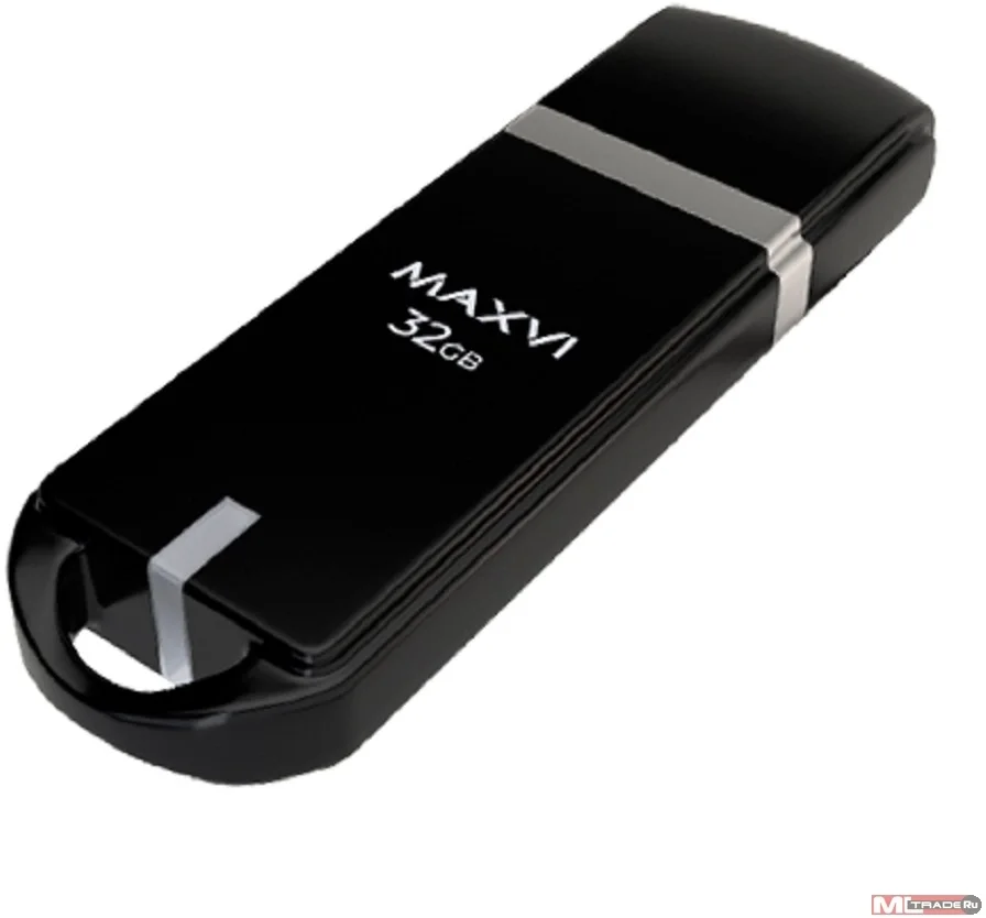 Флешка USB Maxvi P3 32Gb USB 2.0 черный, монолит с колпачком, ABS пластик