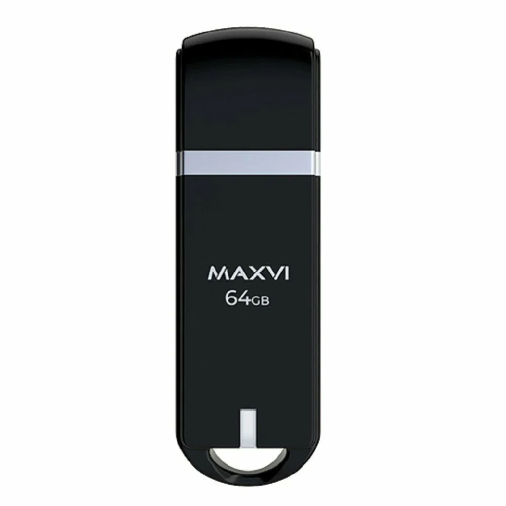 Флешка USB Maxvi P3 32Gb USB 2.0 черный, монолит с колпачком, ABS пластик