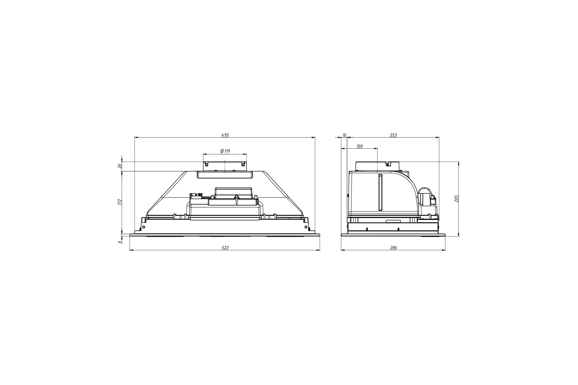 Вытяжка встраиваемая BREEZE 70N-450-P3D нерж.сталь ELIKOR