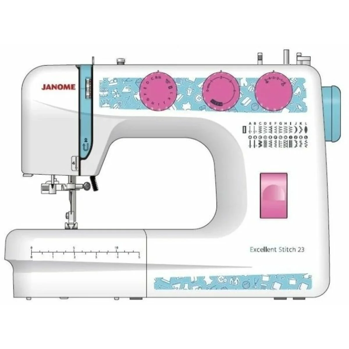 Швейная машина Janome Excellent Stitch 23 белый EXCELLENT STITCH 23, 60 Вт, 23 швейные операции