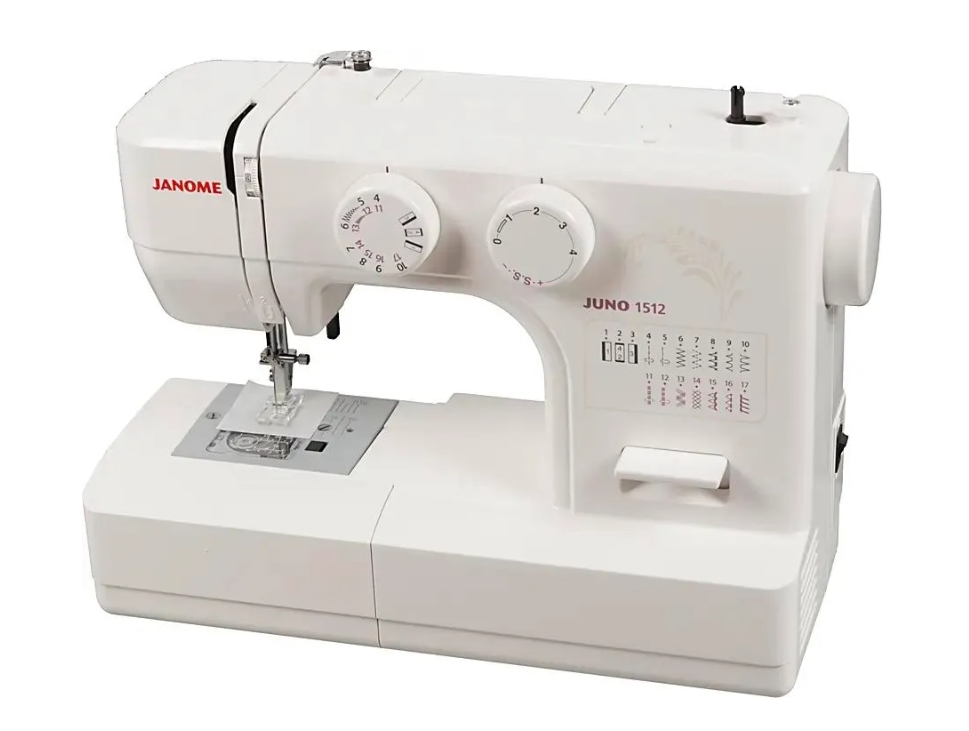 Швейная машина Janome Juno 1512 белый 60Вт, 15 строчек, стержень  0 до 4 ммот