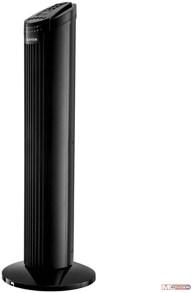 Вентилятор колонный BRAYER BR4958BK, механ.упр.,пульт ДУ,вращение90°,мощ-ть50Вт,защита от перегрева