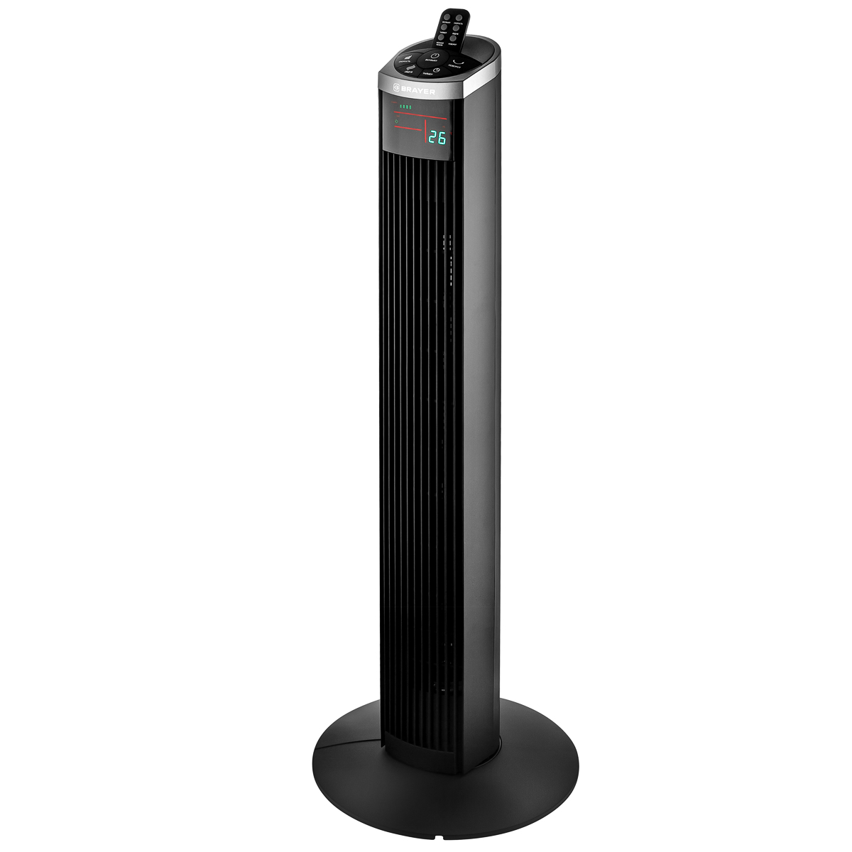 Вентилятор колонный BRAYER BR4975, Сенсор.упр.,пульт ДУ,вращение70°,мощ-ть55Вт, LED-дисплей