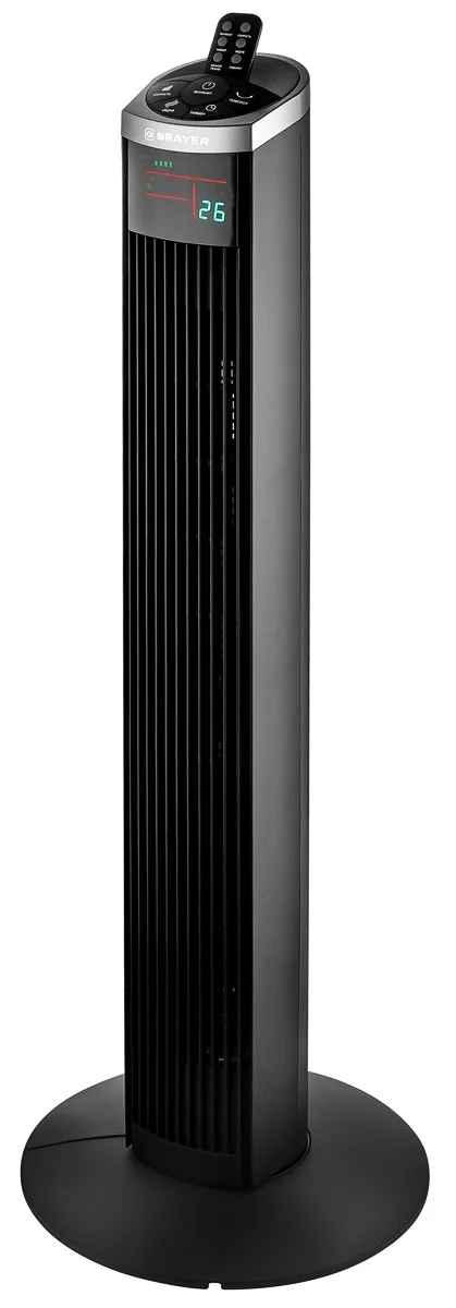 Вентилятор колонный BRAYER BR4975, Сенсор.упр.,пульт ДУ,вращение70°,мощ-ть55Вт, LED-дисплей