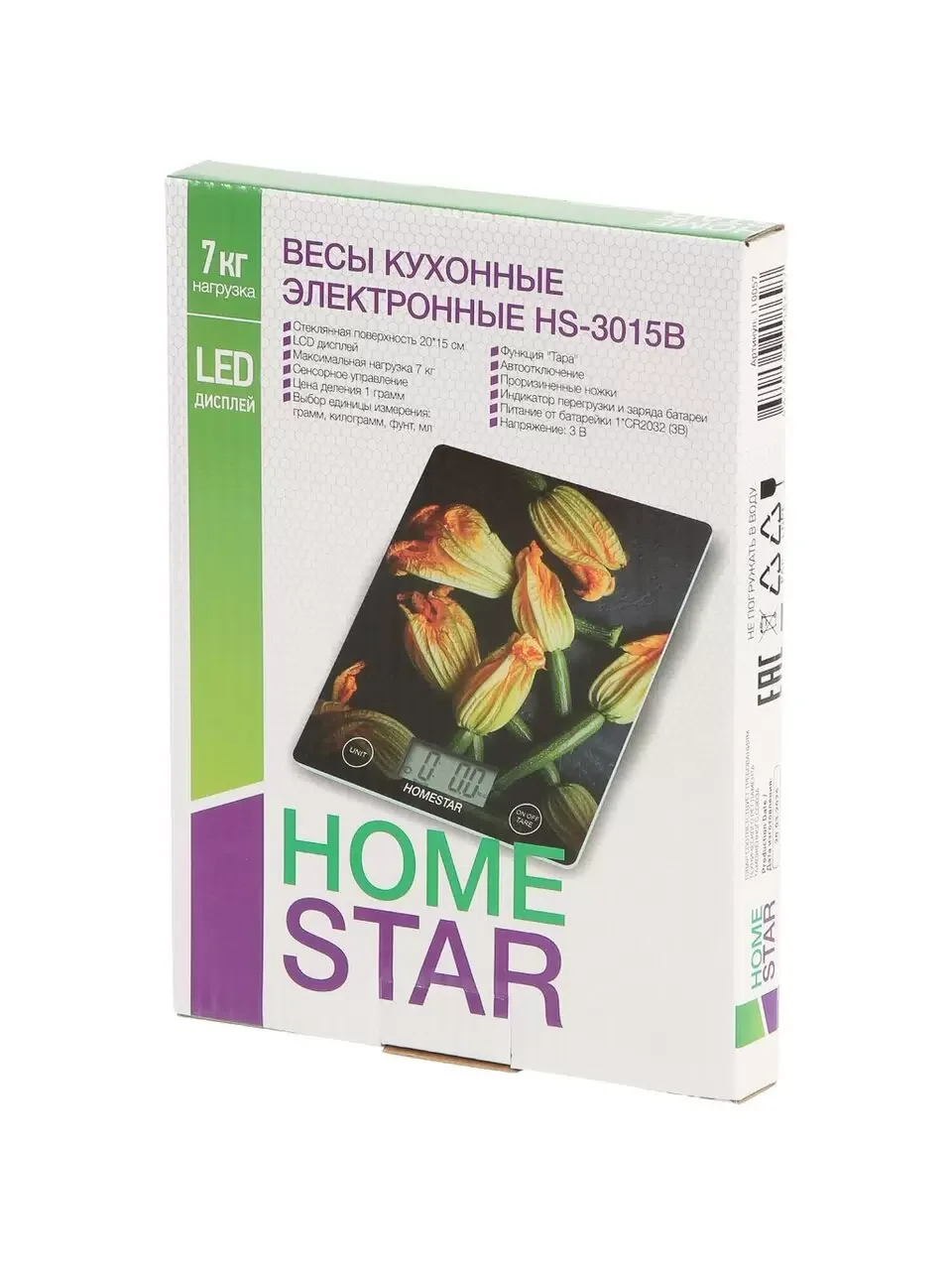 Весы кухонные, электр. HOMESTAR HS-3015В, 7 кг деления 1 г Функция "Тары" LCD дисплей