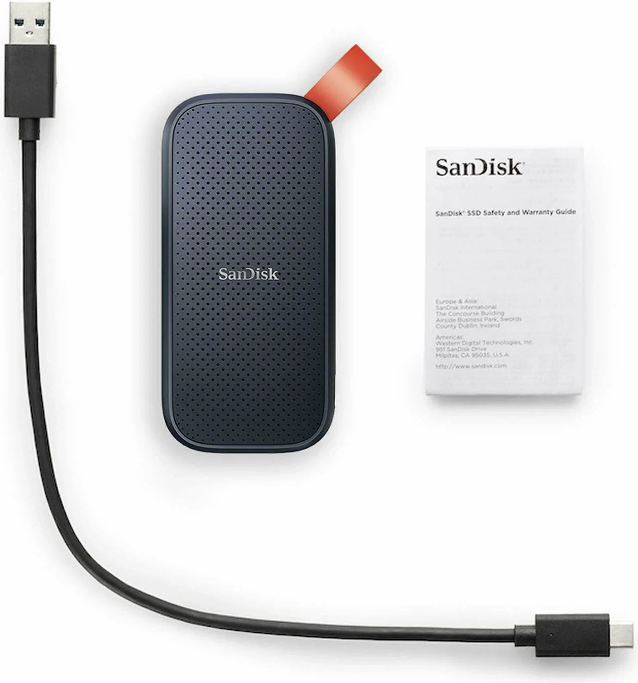 Внешний SSD SanDisk Portable, 2TB, USB 3.2 Gen 2 Type-C, R/W 800/-, черный