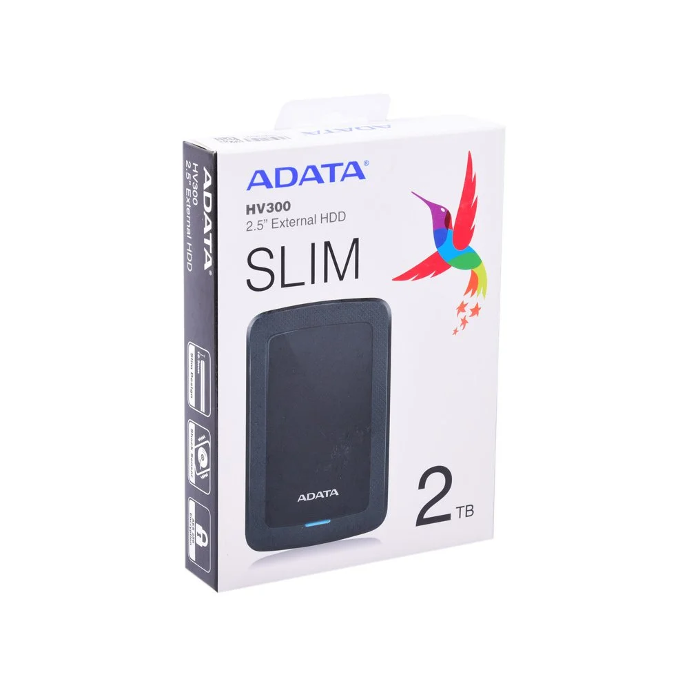 Внешний жесткий диск HDD 2,5" ADATA HV300, 2TB, USB 3.1, 5400 rpm черный