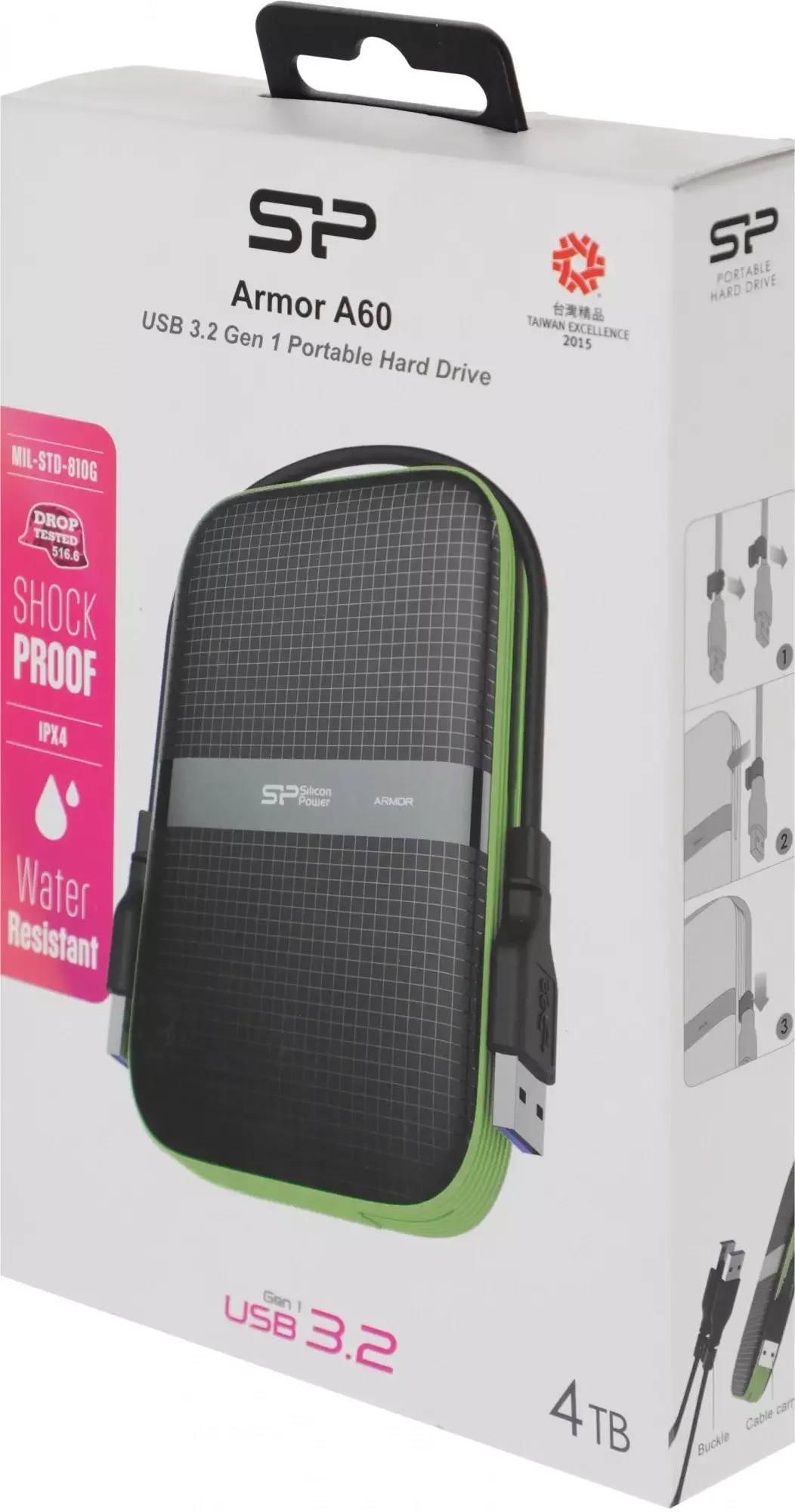 Жесткий диск Silicon Power Armor A60, USB3.0 4Tb, 2.5", черный