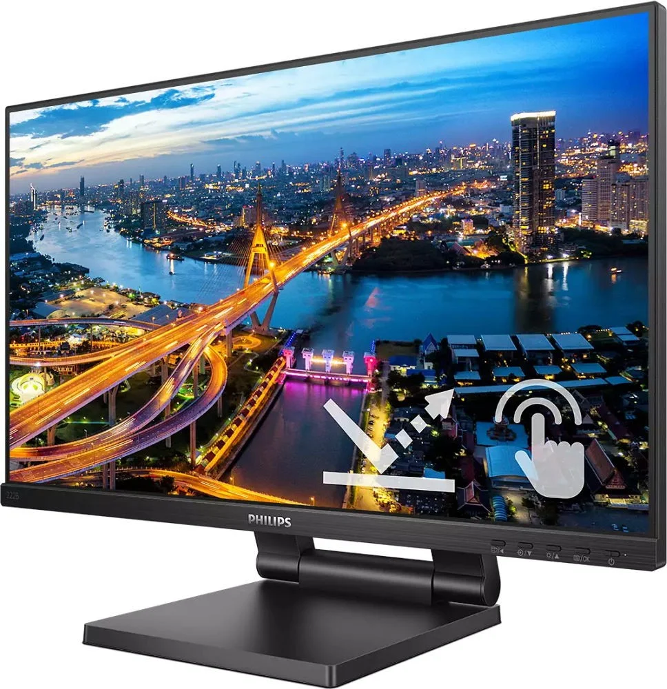 Монитор 21.5" PHILIPS 222B1TC Black (1920х1080(FHD) IPS, TOUCH, 75 Hz, 250 cd/m2, 1000:1, 50М:1, 4ms, VGA, HDMI, DP, USB-Hub, Height adj, Tilt, Speak