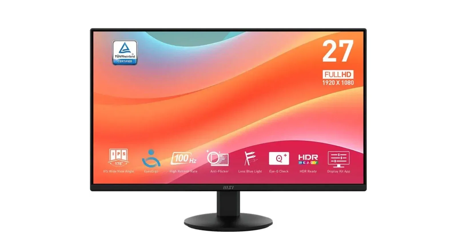 Монитор 27" MSI PRO MP272L Black (IPS, 1920x1080, HDMI+DP, 4 ms, 178°/178°, 250 cd/m, 1300:1, 100Hz) bp