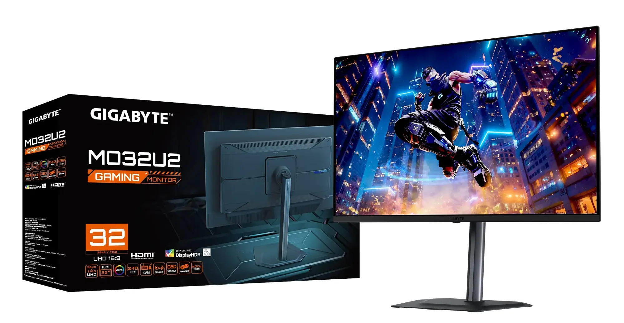 Монитор 31.5" Gigabyte MO32U Black (31,5 " OLED, 3840 x 2160,165Hz, 2xHDMI 2.1, DP 1.4, 3xUSB 3.2, USB Type-C, 0,03 ms,178°/178°, 250 cd/m, 1,5 М:1 )