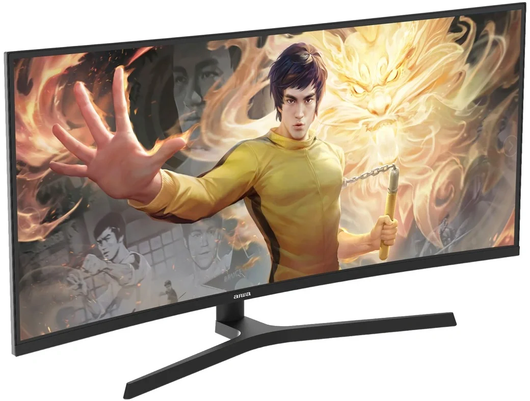 Монитор BadPack 34" AIWA MP340G-Y Black (VA, 3440x1440, 2xHDMI+2xDP, 1 ms, 178°/178°, 250 cd/m, 4000:1, 165Hz, MM, Curved, внешн. БП)