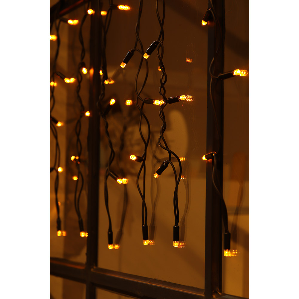 VETTA BY Эл.гирлянда бахрома уличная, 3x0.6х0.4м, 100LED, желтый,пост свеч,ПВХ черный,коннект,IP65,2