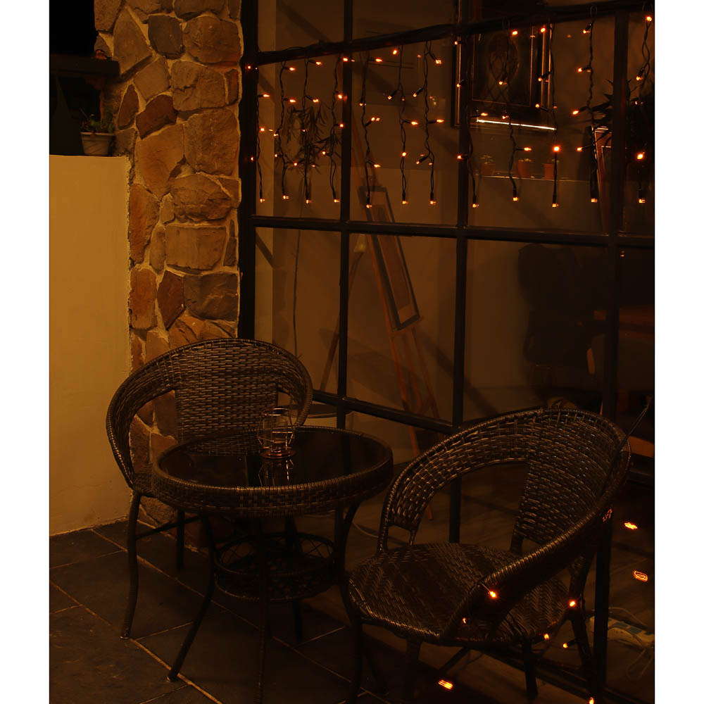 VETTA BY Эл.гирлянда бахрома уличная, 3x0.6х0.4м, 100LED, желтый,пост свеч,ПВХ черный,коннект,IP65,2