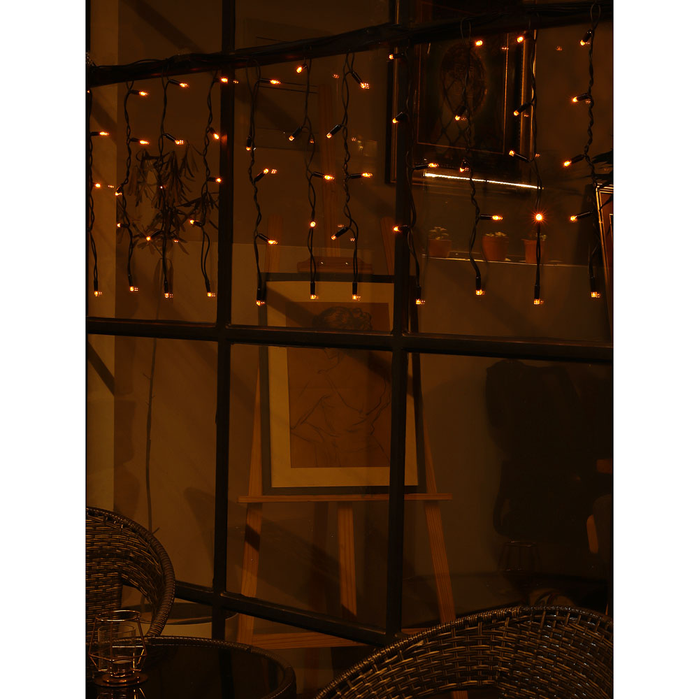VETTA BY Эл.гирлянда бахрома уличная, 3x0.6х0.4м, 100LED, желтый,пост свеч,ПВХ черный,коннект,IP65,2