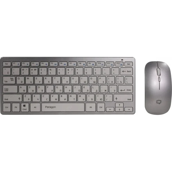Комплект клавиатура + мышь Qumo Paragon Silver + белый K15/M21, беспроводной 2.4G, клавиатура + мышь, 400 mA