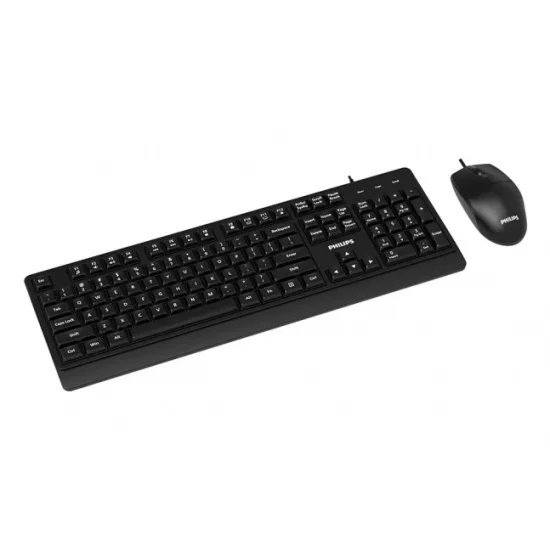 Комплект клавиатура + мышь проводной комплект Philips SPT6324, USB 2.0 104 клав/3 кнопки, 1200dpi, русская заводская раскладка, черный