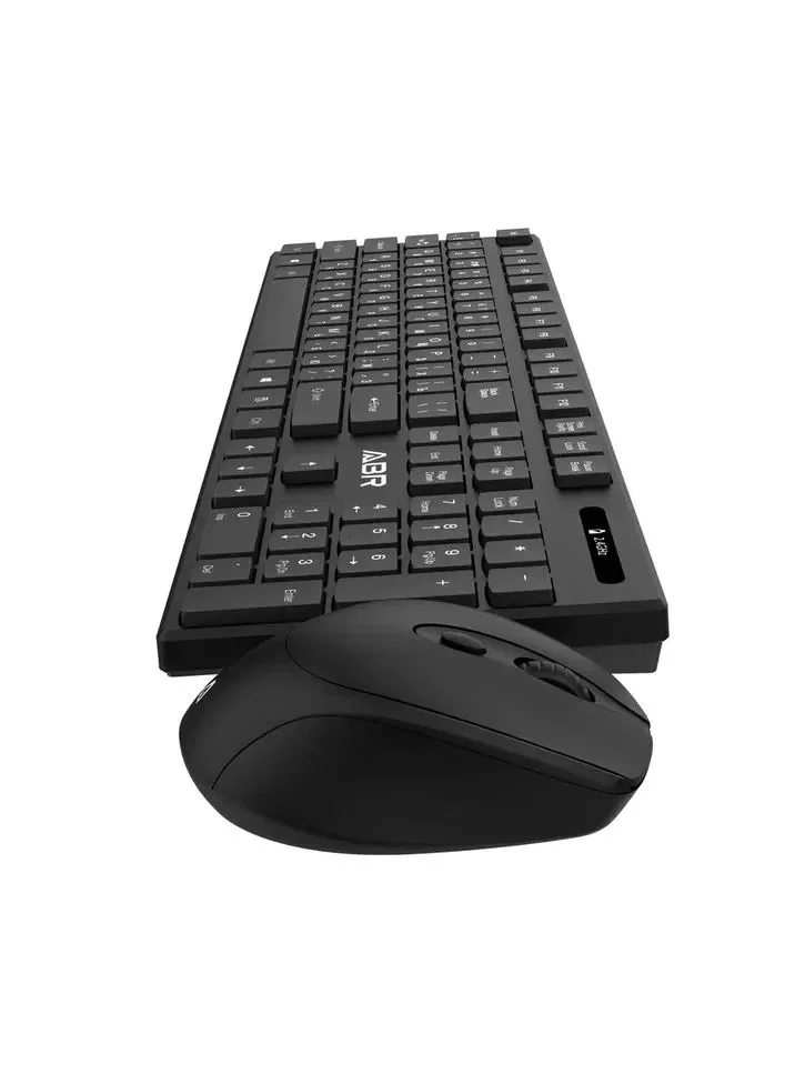 Комплект клавиатура и мышь ABR KW807 черный, интерфейс USB, беспроводной, 2.4G, RU/EN