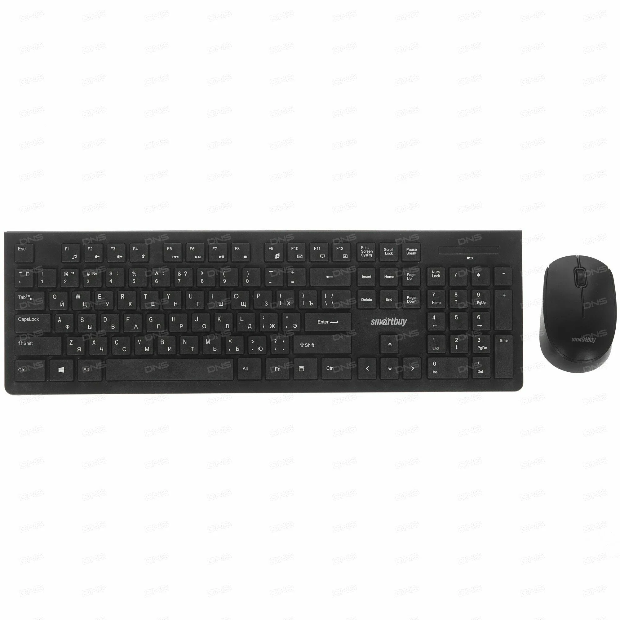 Комплект клавиатура и мышь ABR KW807 черный, интерфейс USB, беспроводной, 2.4G, RU/EN