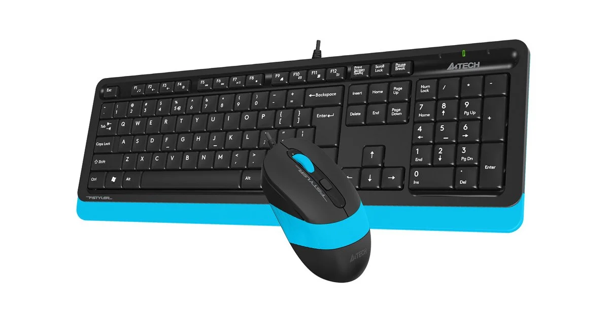 Комплект клавиатура+мышь A4Tech FStyler F1010 проводной, USB, 1600 DPI, чёрный