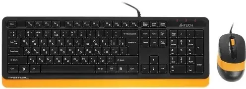 Комплект клавиатура+мышь A4Tech FStyler F1010 проводной, USB, 1600 DPI, чёрный/оранжевый