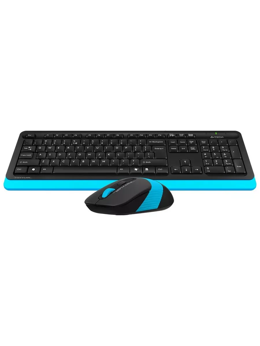 Комплект клавиатура+мышь A4Tech FStyler F1010 проводной, USB, 1600 DPI, чёрный/синий