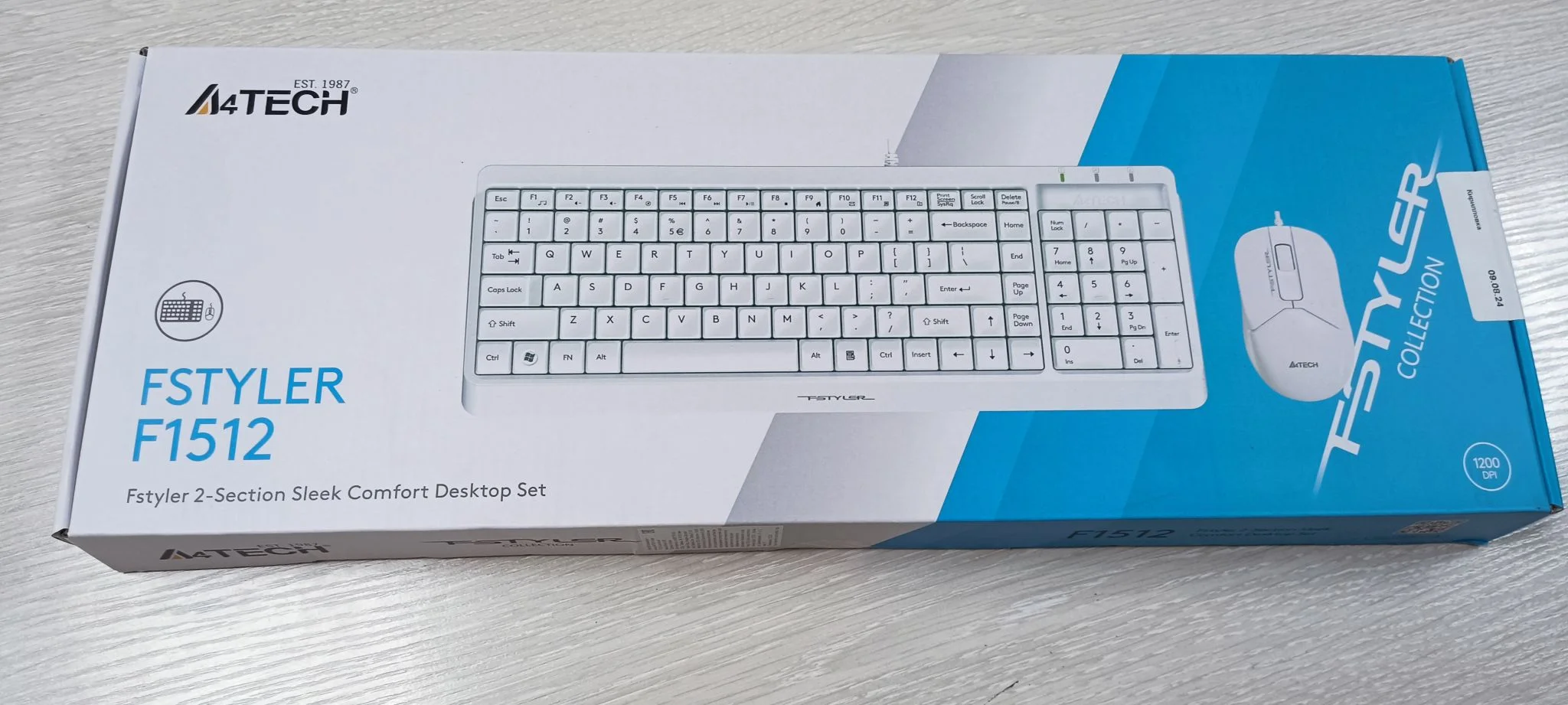 Комплект клавиатура+мышь A4Tech FStyler F1512 проводной, USB, 1200 DPI, белый