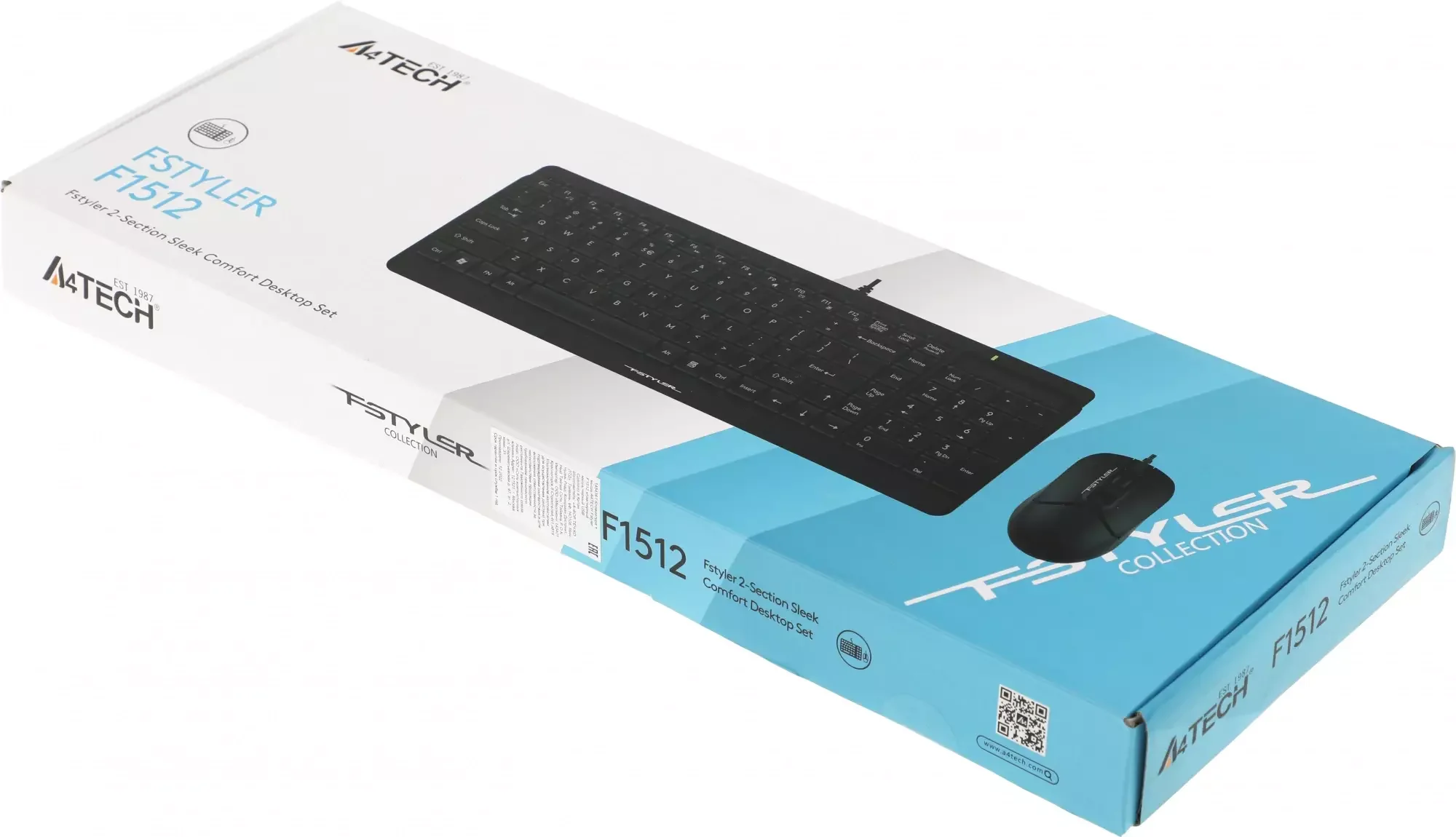 Комплект клавиатура+мышь A4Tech FStyler F1512 проводной, USB, 1200 DPI, черный